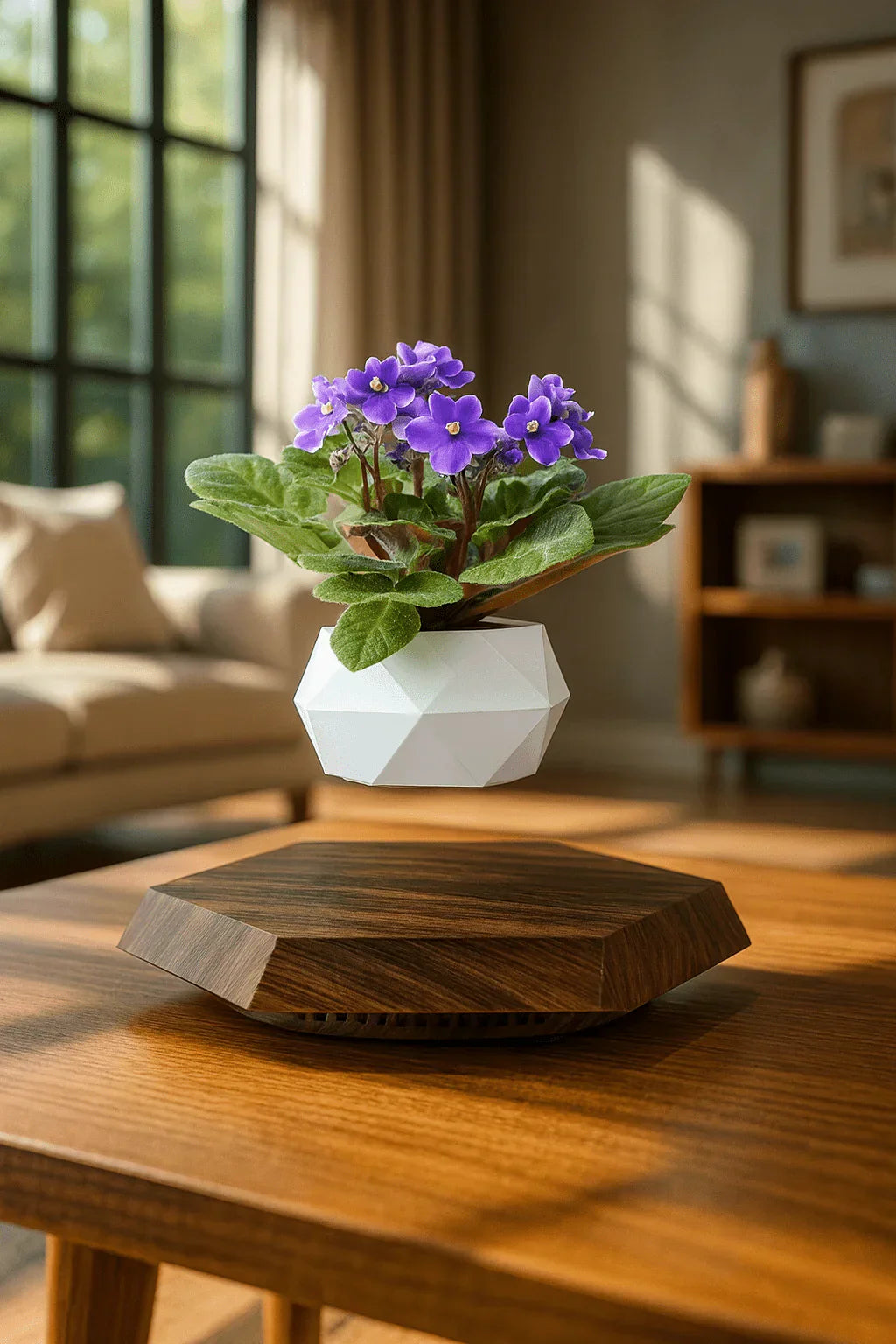 Levitating - Floating Flower Pot with Wood Base