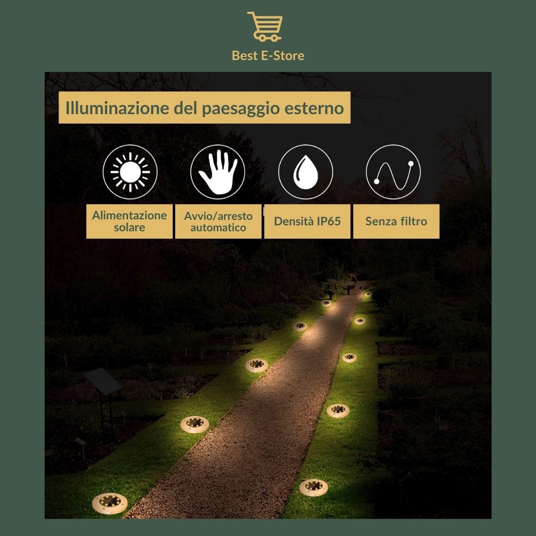 Nuove luci solari impermeabili da giardino