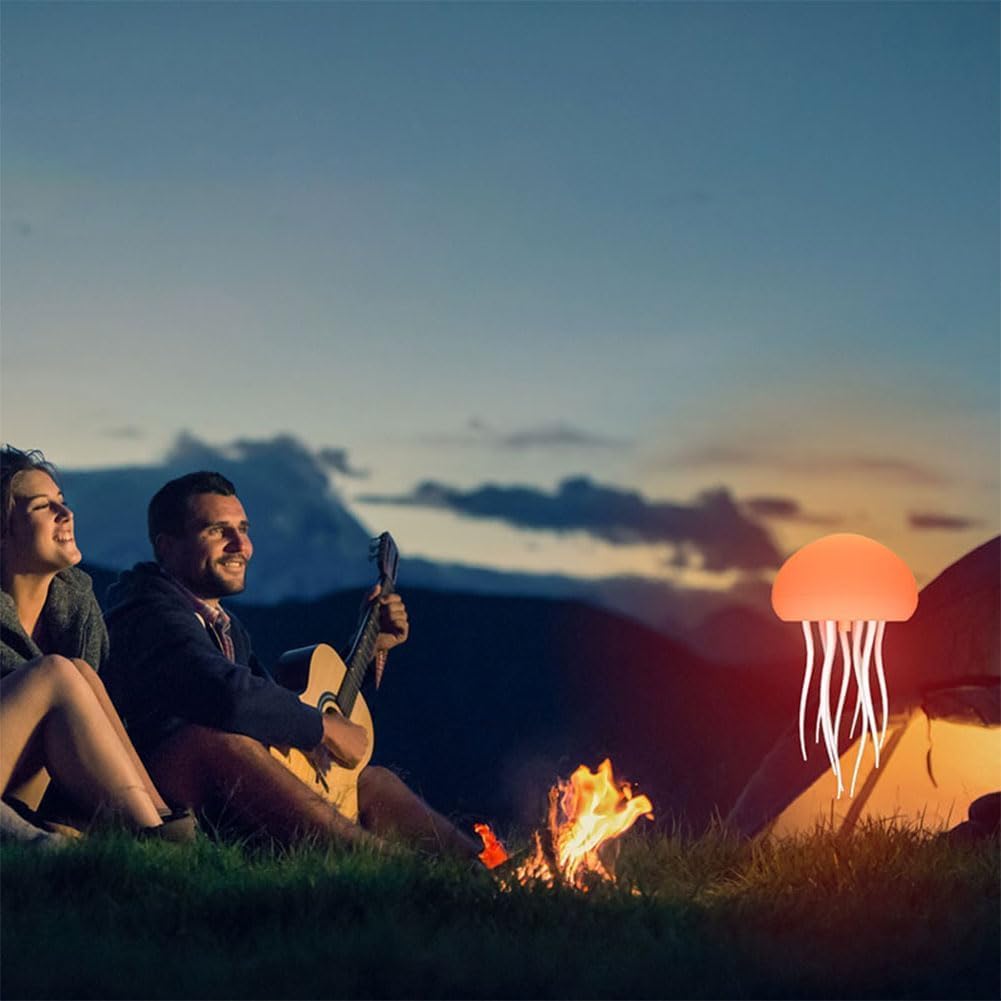 Floating Jellyfish Light Lamp - Voice Control RGB Gradient Moving Tentacles Flying Jelly Fish Bedside Table Lamp - Rechargeable Touch Sensor Hanging LED Dancing Jellyfish Night Lamps for Kids Adults