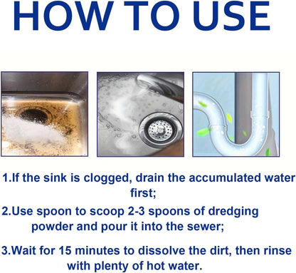 Pipeline Dredging Agent, Powerful Quick Cleaning Drain Toilet Cleaner Tool, Unclog Toilet Clog And Kitchen Sink Pipe Unblocker Powder