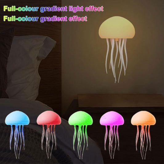 Floating Jellyfish Light Lamp - Voice Control RGB Gradient Moving Tentacles Flying Jelly Fish Bedside Table Lamp - Rechargeable Touch Sensor Hanging LED Dancing Jellyfish Night Lamps for Kids Adults